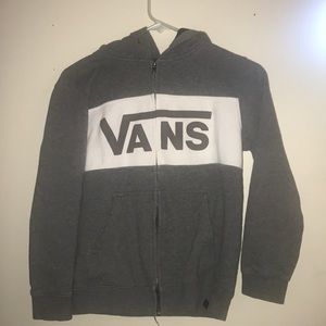 Gray and white vans zip up hoodie
